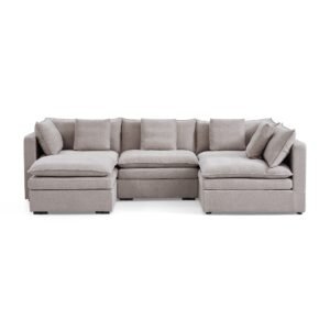 Burger 5-Piece Modular 121" Khaki U-Sectional With Ottoman