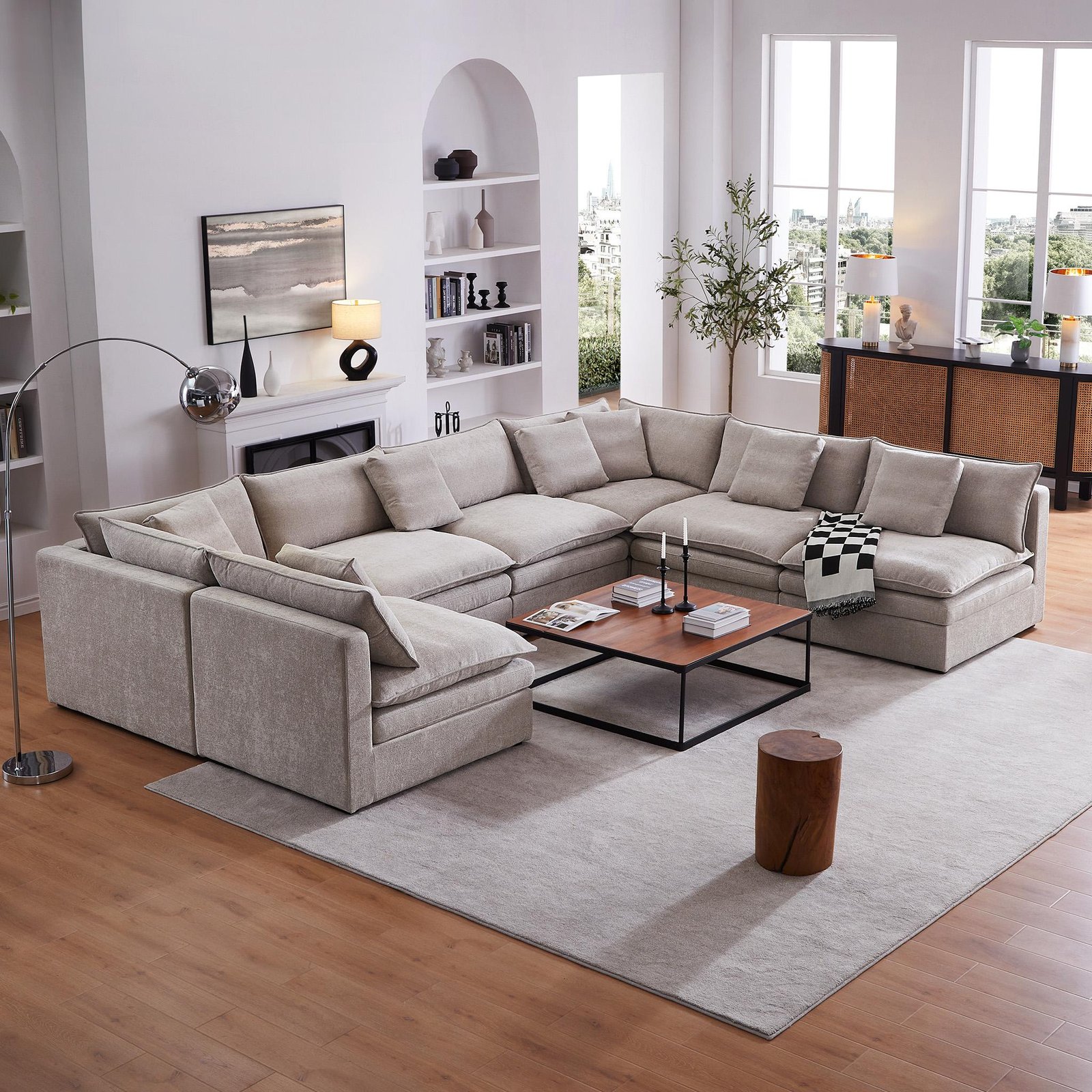 Burger 7-Piece Modular 157" Khaki U-Sectional - Image 8