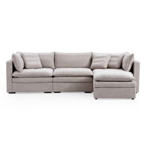 Burger 4-Piece Modular 121" Khaki Sofa And Ottoman