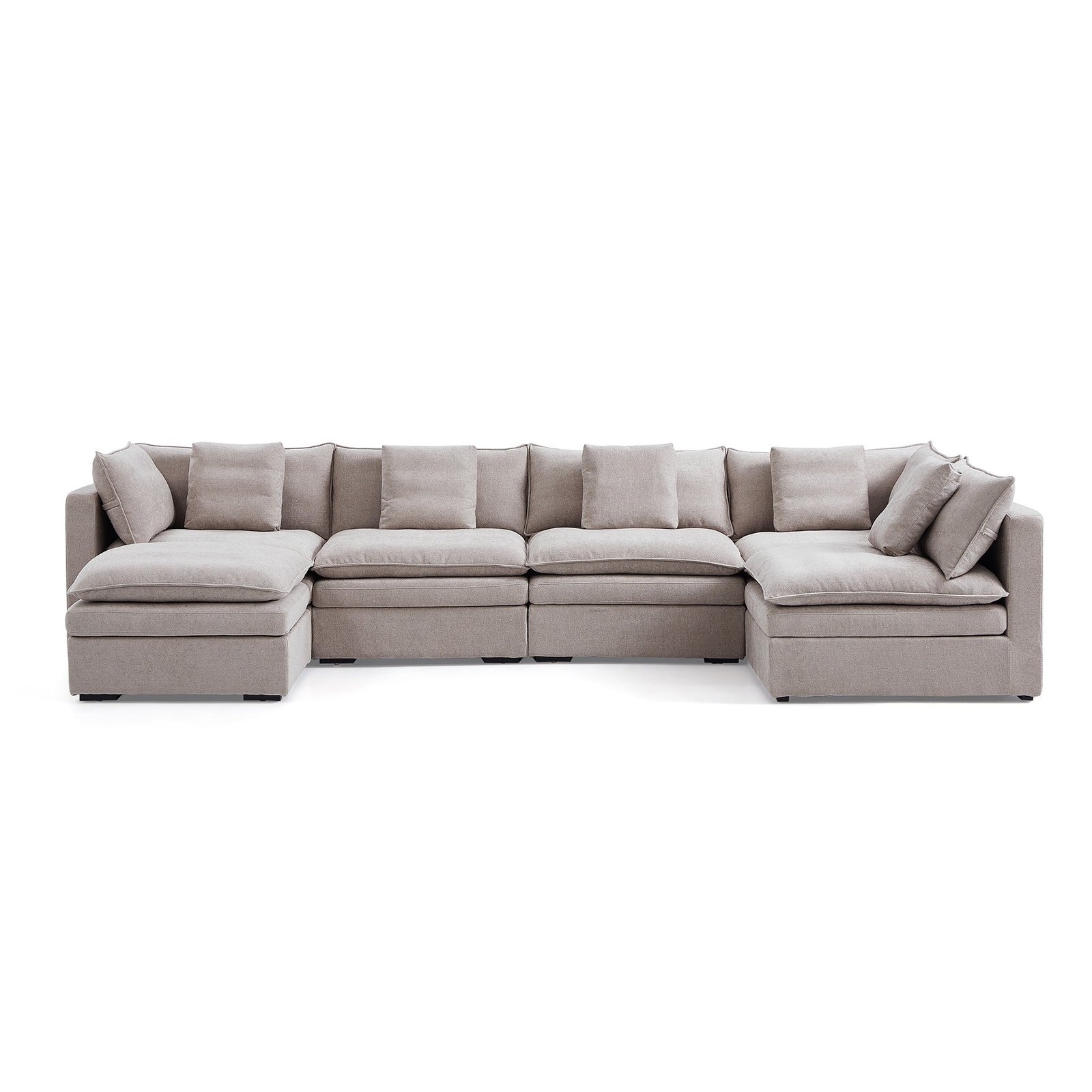 Burger 6-Piece Modular 157" Khaki U-Sectional With Ottoman