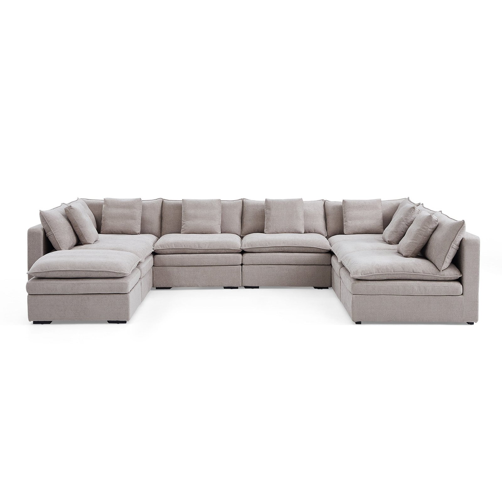 Burger 8-Piece Modular 157" Khaki U-Sectional With Ottoman