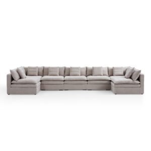Burger 7-Piece Modular 194" Khaki U-Sectional
