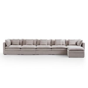 Burger 6-Piece Modular 194" Khaki Sofa And Ottoman