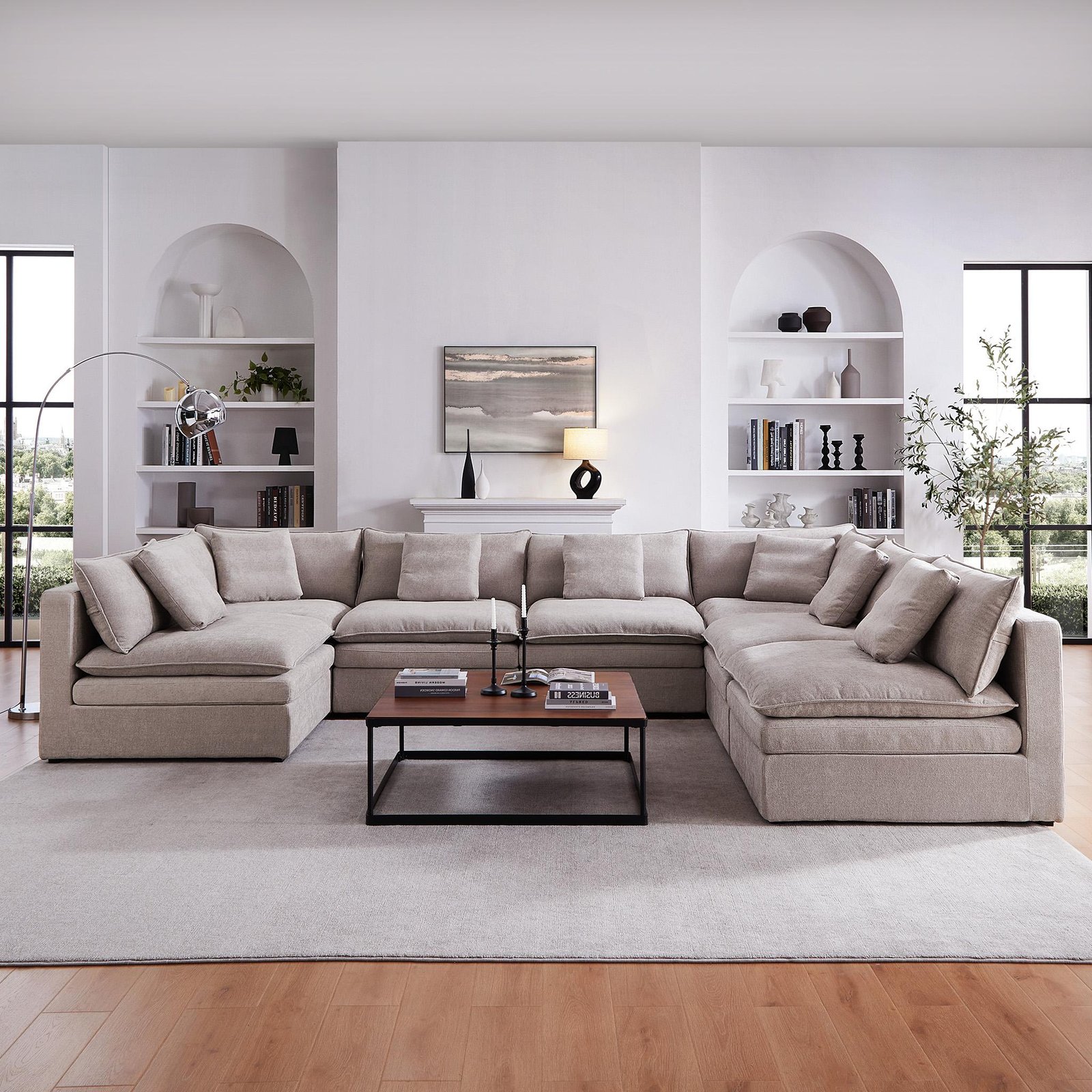 Burger 7-Piece Modular 157" Khaki U-Sectional - Image 9