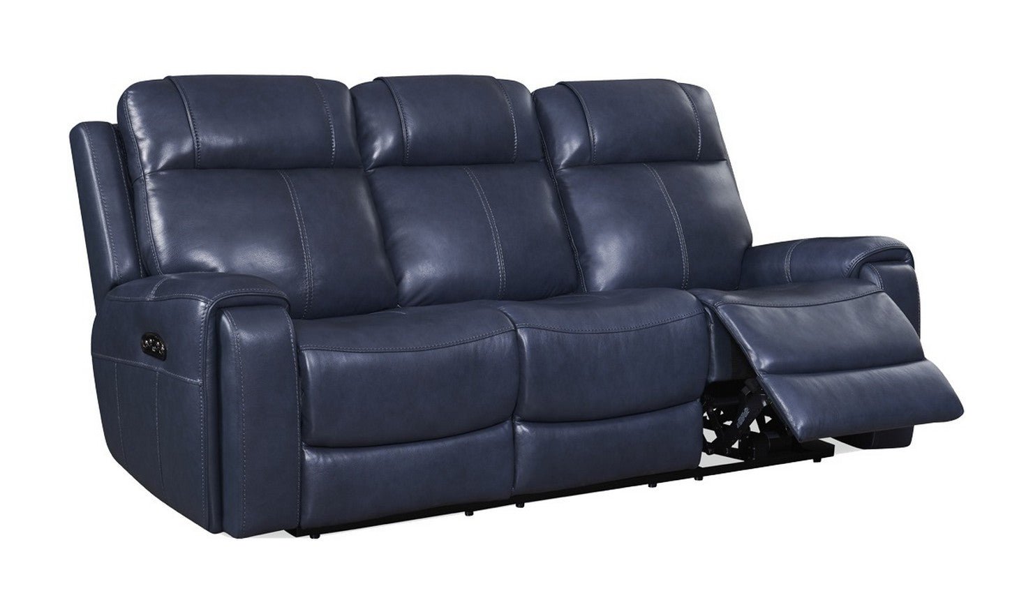 Leather Italia Atlantic 3-Seater Blue Recliner Sofa with Adjustable Footrest - Image 2