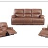 Leather Italia Brimfield 3-Seater Leather Tufted Recliner Sofa in Brown