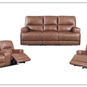 Leather Italia Brimfield 3-Seater Leather Tufted Recliner Sofa in Brown