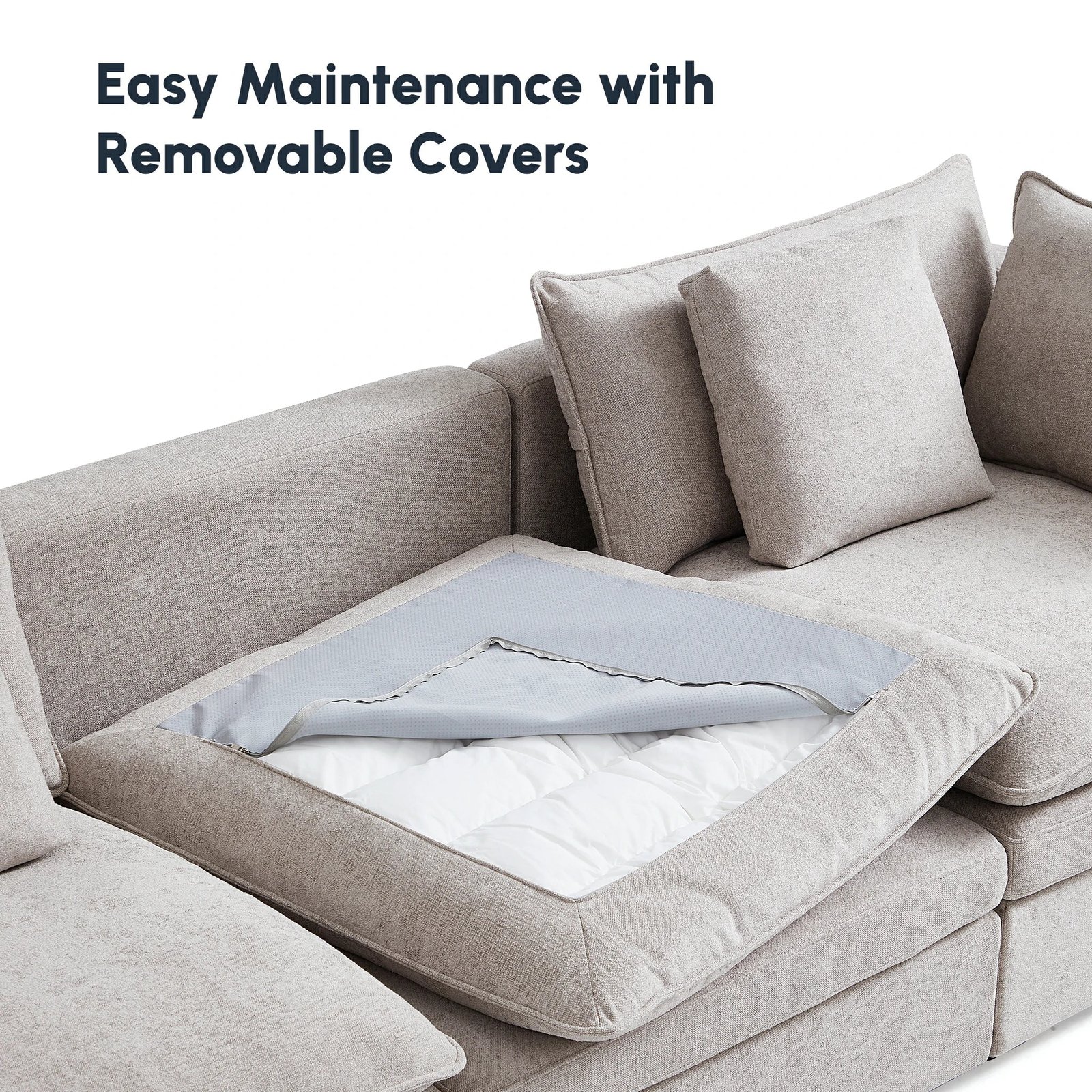 Burger 7-Piece Modular 157" Khaki U-Sectional - Image 4