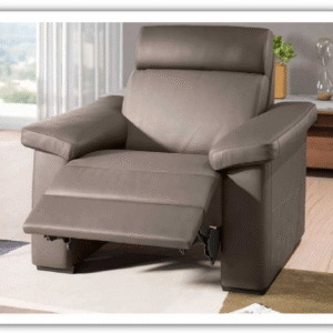 Natuzzi Estremo Office Grey Leather Power Recliner Armchair