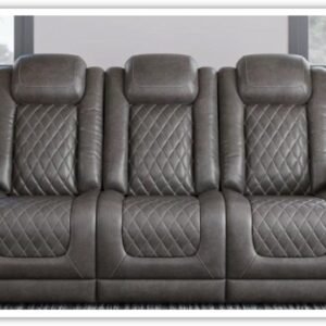Modern Heritage HyllMont 3-Seater Leather Power Reclining Sofa in Gray