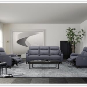 Gio Italia Leonard Dual Power Reclining Leather Loveseat with USB Port