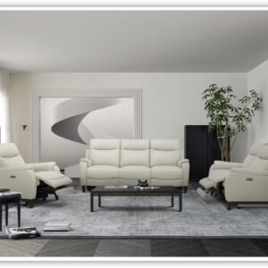Gio Italia Leonard Dual Power Leather Recliner Chair in Gray