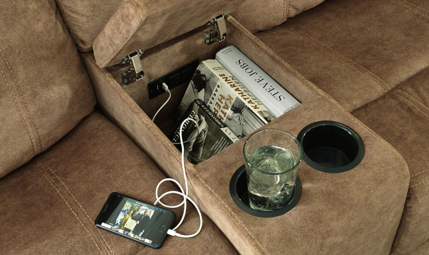 Modern Heritage Ademina 2-Seater Reclining Loveseat With Cup Holder Console - Image 6