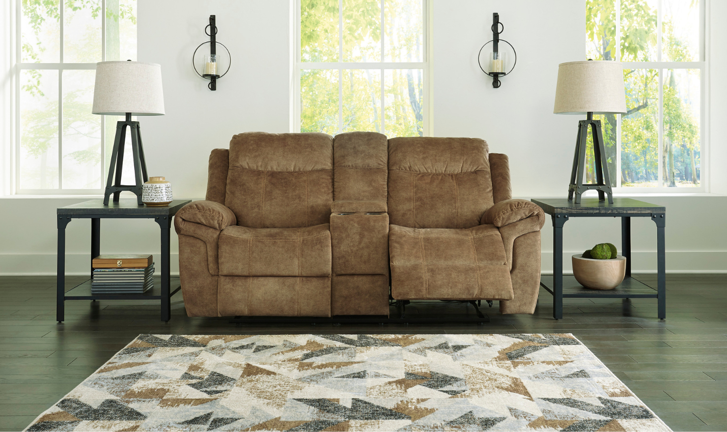Modern Heritage Ademina 2-Seater Reclining Loveseat With Cup Holder Console - Image 2