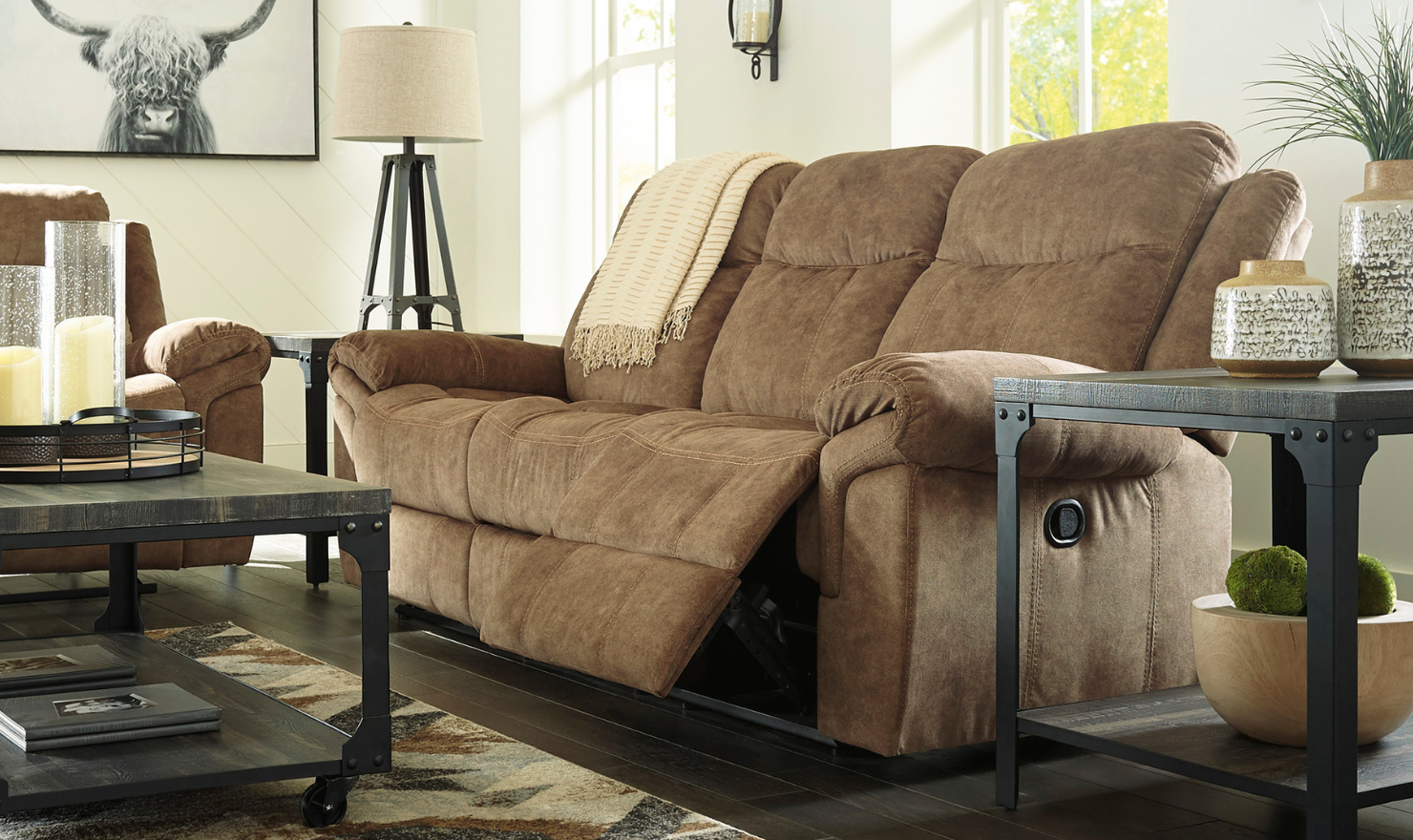Modern Heritage Ademina 2-Seater Reclining Loveseat With Cup Holder Console - Image 4