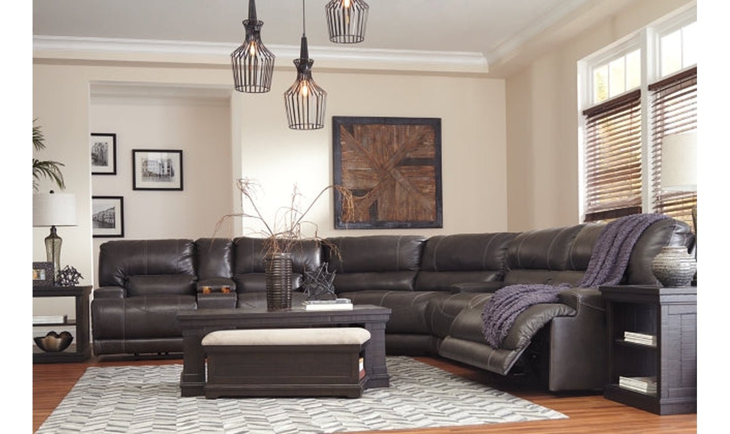 Modern Heritage McCaskill 2-Seater Gray Leather Reclining Sofa - Image 4