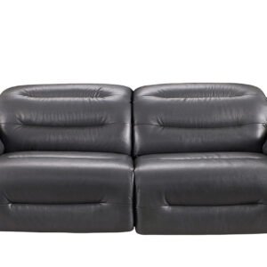 Abram Grey Multiple Cushion Leather Reclining Sofa