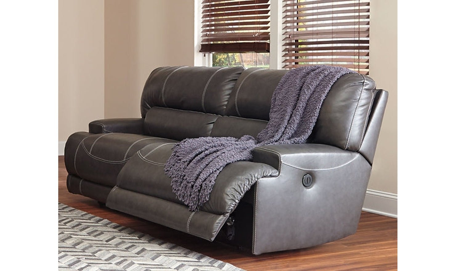 Modern Heritage McCaskill 2-Seater Gray Leather Reclining Sofa - Image 6